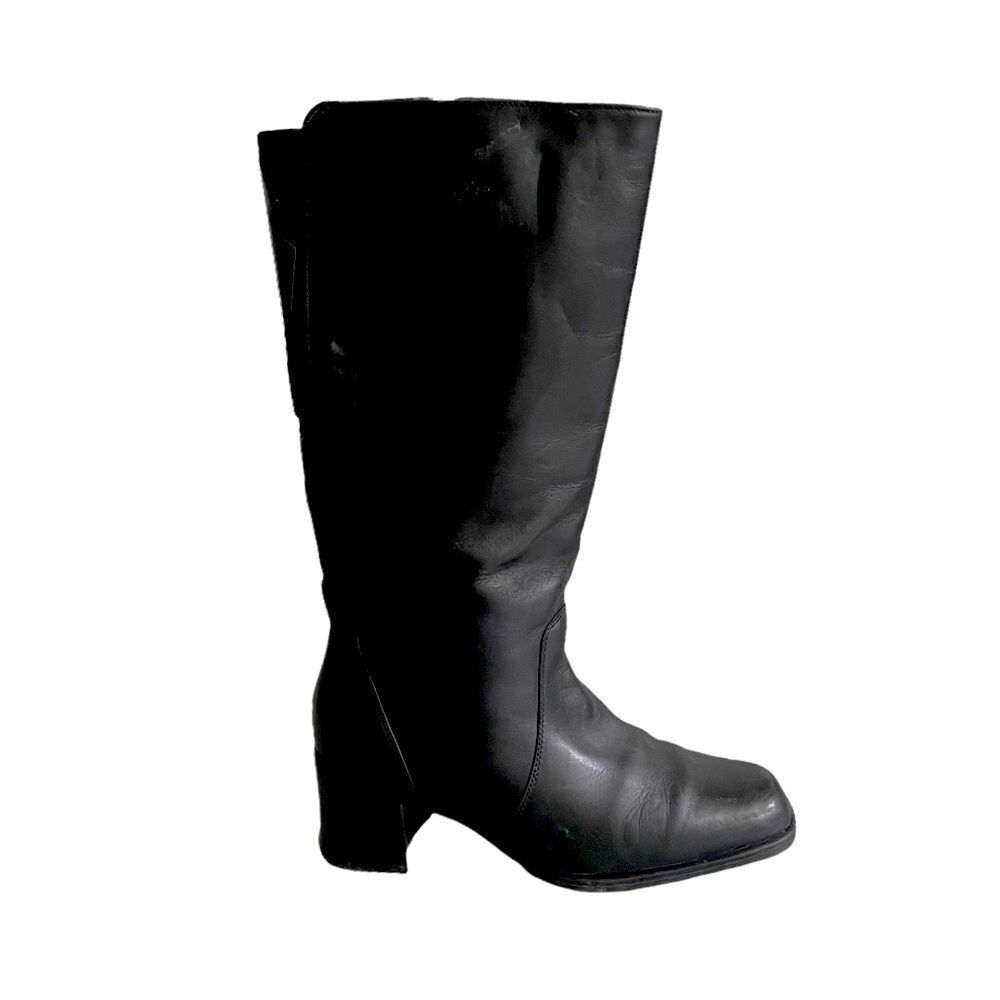 COLLEGE Canada Black Leather Waterproof Winter Snow Tall Boots Heel 10